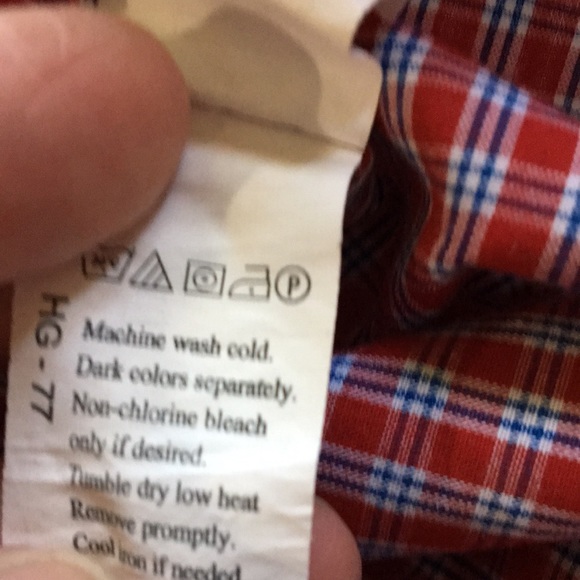 Chaps red plaid button down, men’s XL - Picture 4 of 5